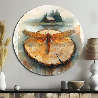 Finvoy - libellule ronde, impression sur métal orange moderne
