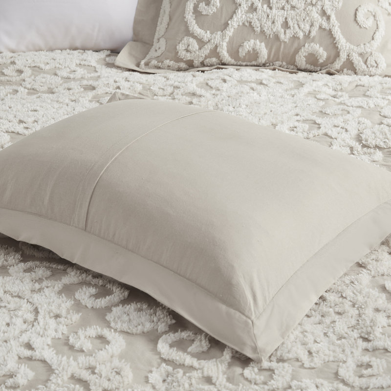 Suzanna 100% Cotton Comforter Set with Tufted Medallions, King Comforter, Taupe