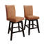 Ensemble de salle à manger 5 pièces à hauteur de comptoir rond avec chaises coussinées en lin, orange-1785820521