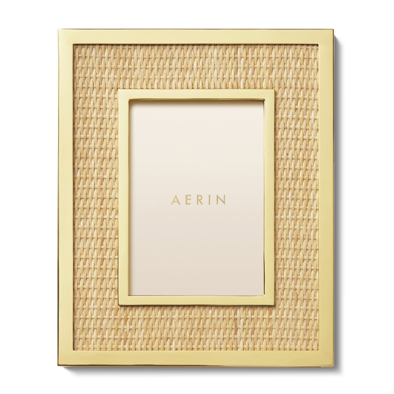 Gold Wicker and Glass Single Picture Frame