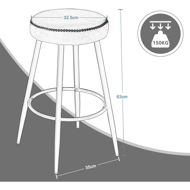 Wienand Upholstered Counter Stool with Metal Frame, Brown