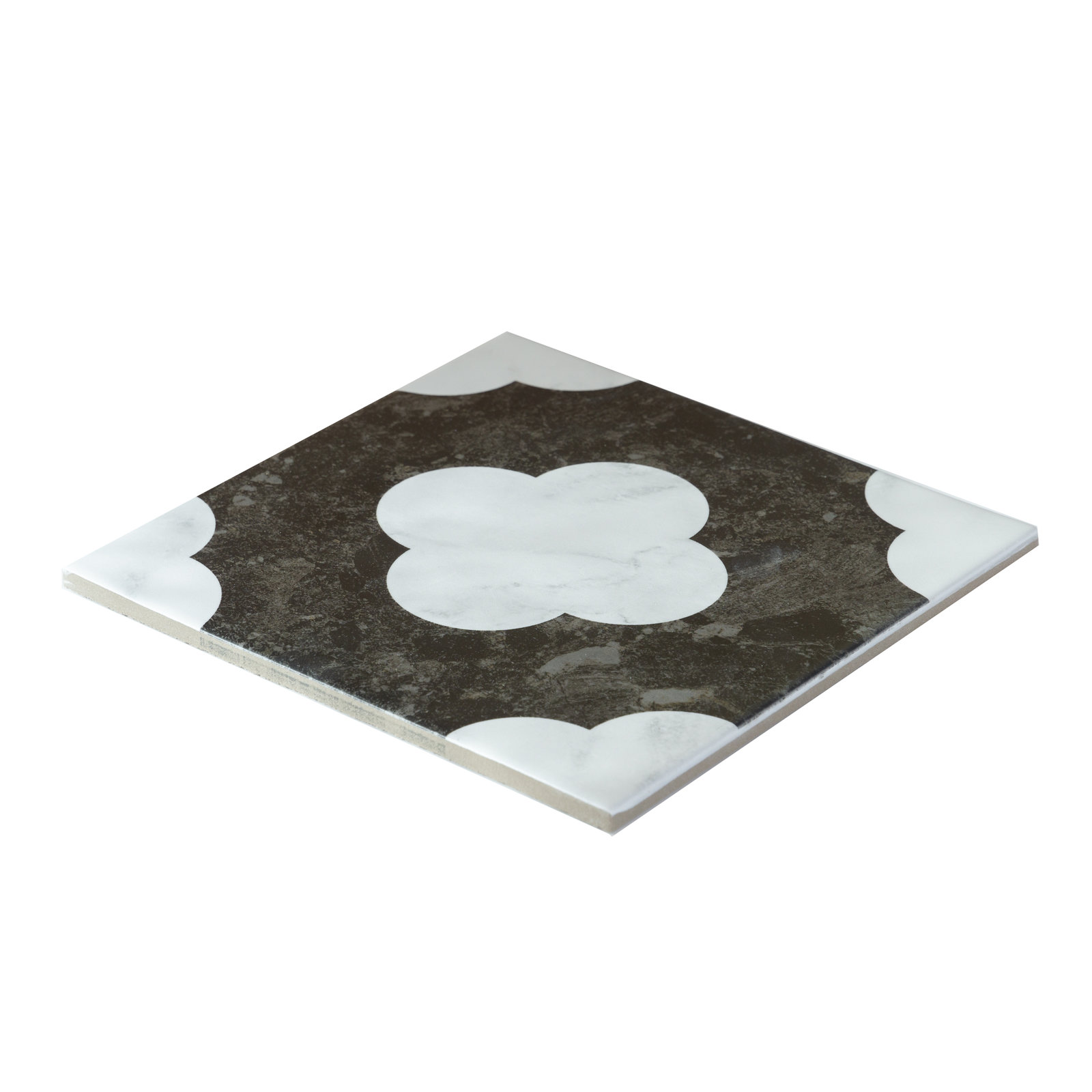 Dandy Pin 8" x 8" Encaustic Tile, Black/White Mix