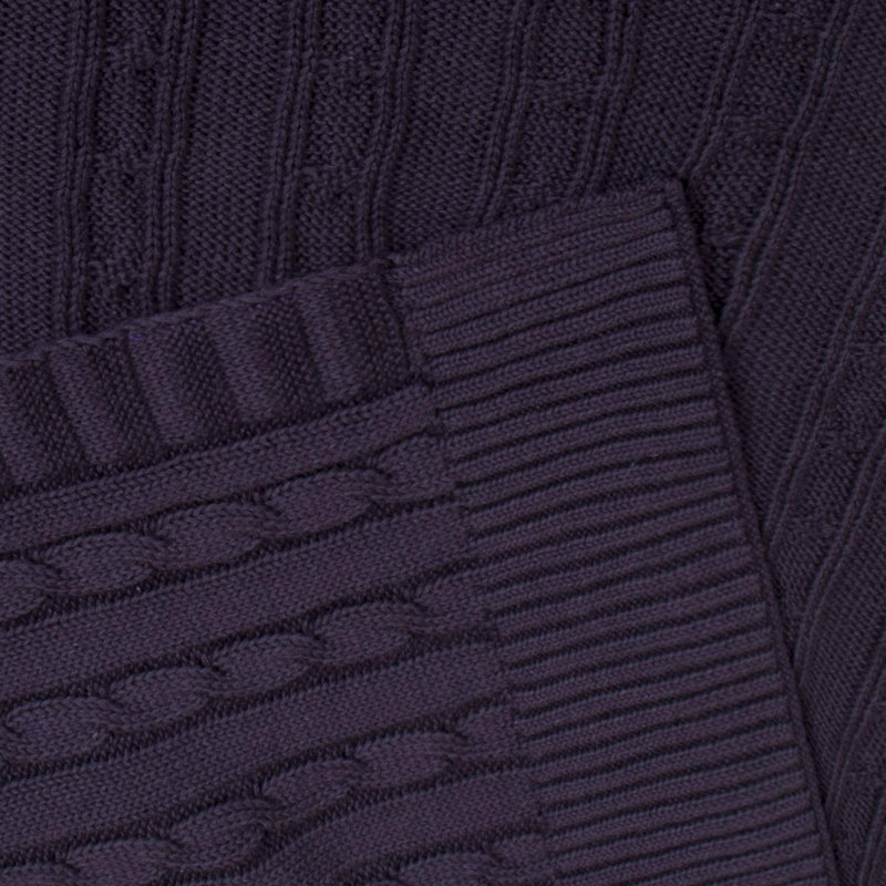 Plaid tricoté, 100 % coton pur, lavable à la machine, L 90 po x l 68 po, Mauve aubergine