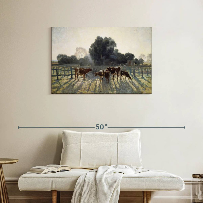 Pasture Grazing Cows, 24" H x 36" W