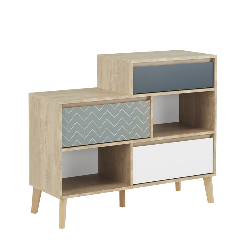 Coleman 110cm W 3 - Drawer Chest of Drawers, Brown/White/Dark Grey