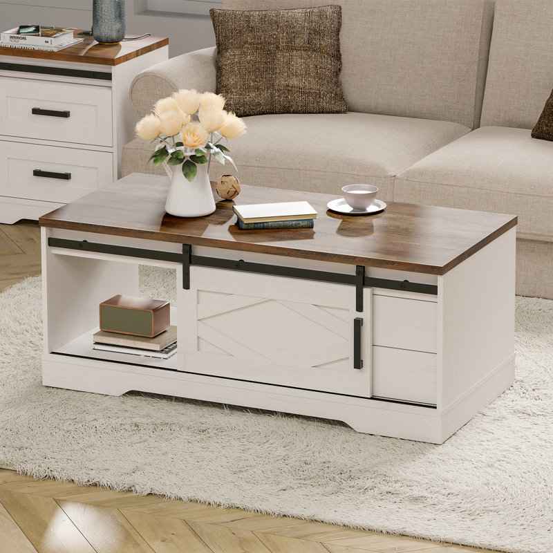 Table basse Laziza, Chêne, Blanc
