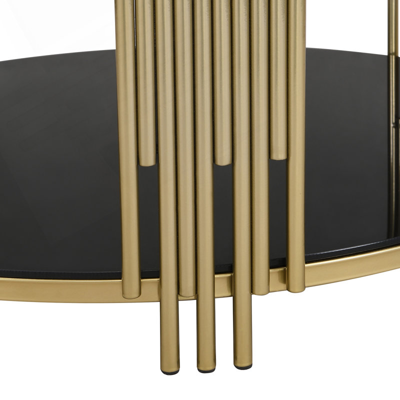 Table basse moderne à miroir avec structure asymétrique en métal, Noir