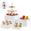 4PCS Acrylic Cube Display Box Riser Nesting Riser Stands for Dessert Cake Collectibles Jewelry Figures Show,Buffet Risers,Food Risers for Buffet Table(Four storage bags are included.)