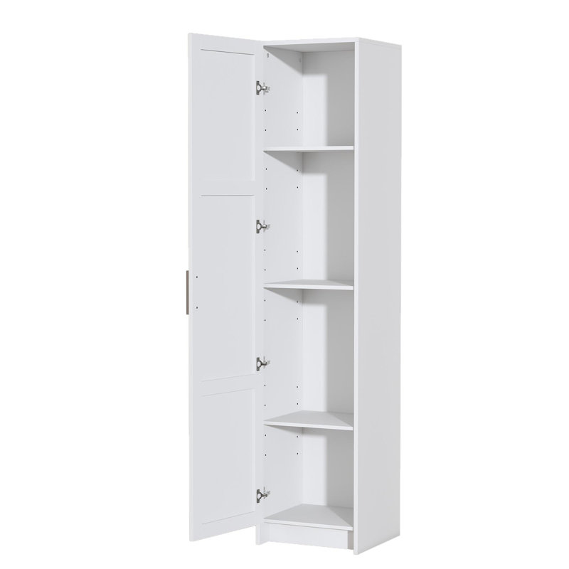 Tall Narrow Storage Cabinet 70.87" Tall Bathroom Cabinet With 3 Adjustable Shelves, Single Door, Space-Saving Corner Cupboard For Small Spaces For Living Room/Kitchen/Laundry/Bedroom, White