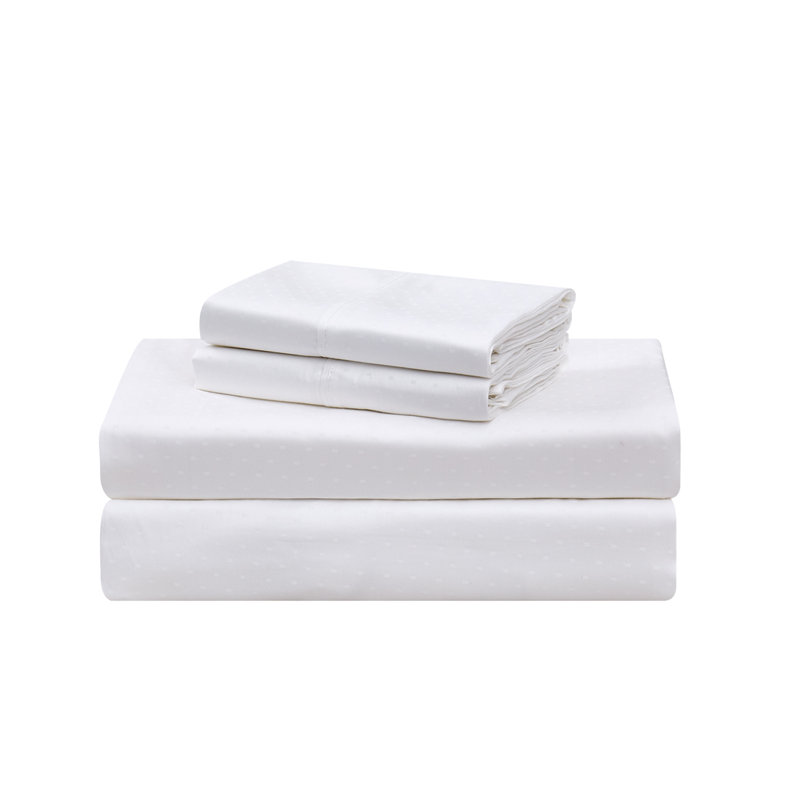 Ensemble de draps 100% coton 600 fils 600 fils, Ensemble de draps pour très grand lit avec 2 taie, Blanc