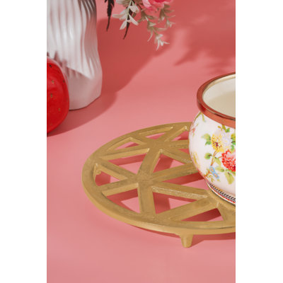 Gilded Modern Facet Handcrafted Aluminum Trivet – 8"