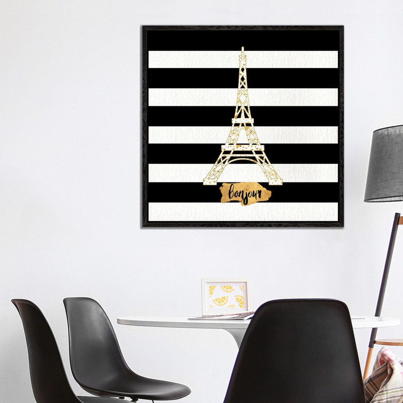 Gold Paris Collection II by Sd Graphics Studio - Print on Canvas, Black Framed Canvas, 93.98 cm H x 93.98 cm W
