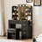 Vanity Table With Mirror And Lights, Vanity Desk And Cushioned Stool Set With Charging Station, Storage Drawers And Transparent Tabletop-791200182