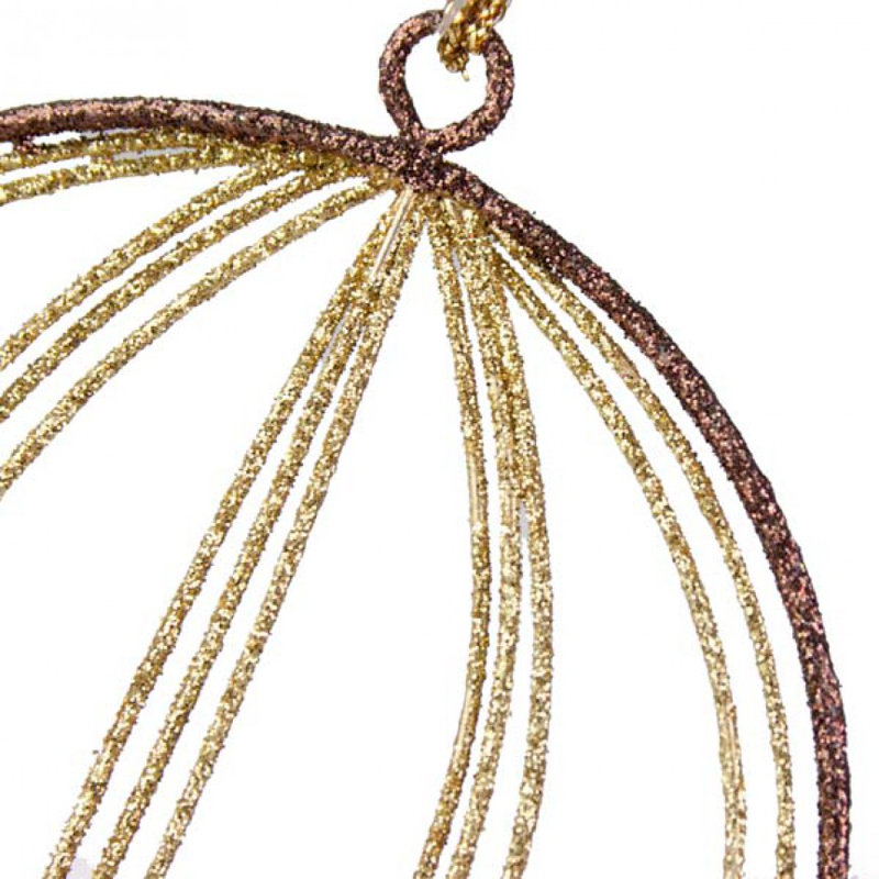 9cm Metal Bauble, Gold / Brown