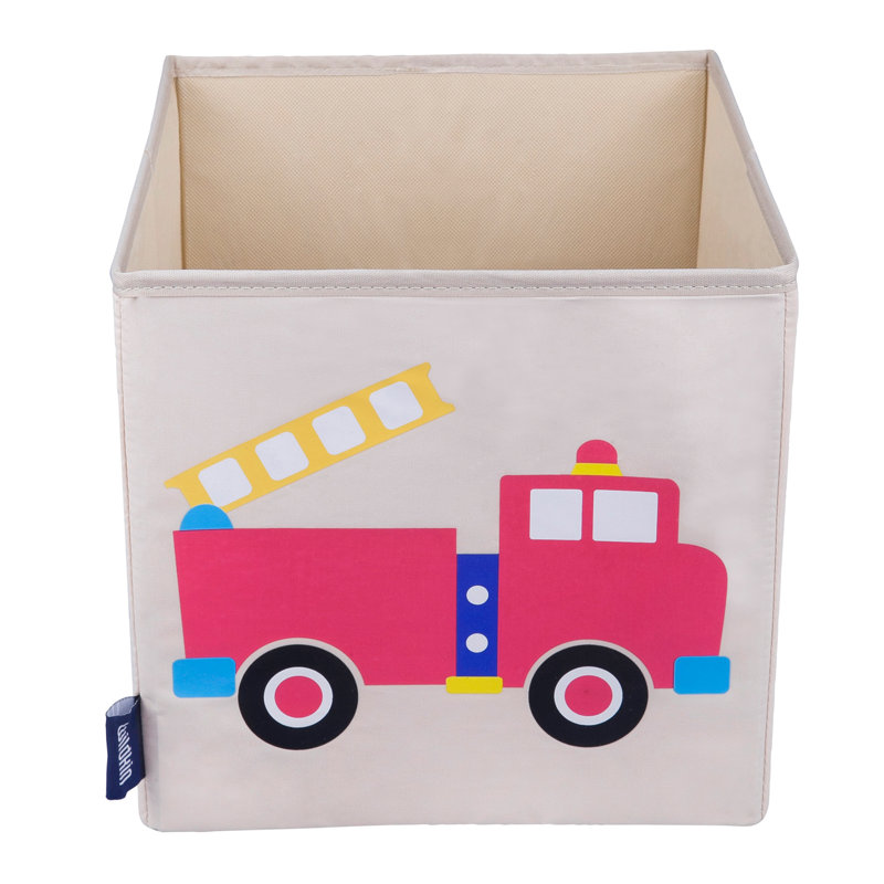 Wildkin Kids 10" Storage Cube – Durable Organizer for Toys, Books, & Art Supplies - Fire Truck, Fire Truck