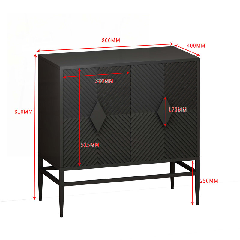 Wood Console Table with Metal Leg ,Door Handles