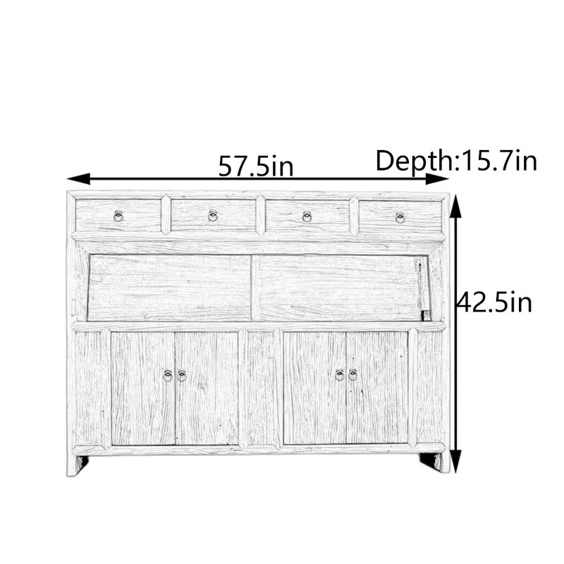 Armoire console en bois d'orme massif