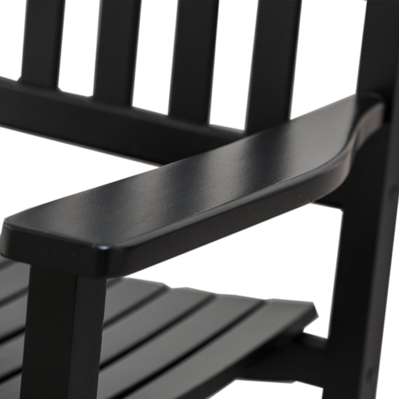Anbar Patio Rocking Chair for Indoor Outdoor - Wooden Furniture Rocker for Porch Backyard, Black