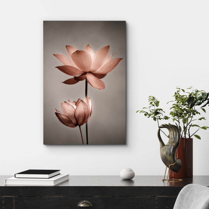 Fleur de lotus, fleur de lotus, minimaliste, décor de salle de bain, grande galerie, impression sur toile tendue, Sans cadre