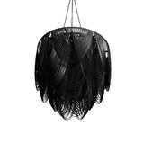 Large Leather Fringe Flushmount Chandelier