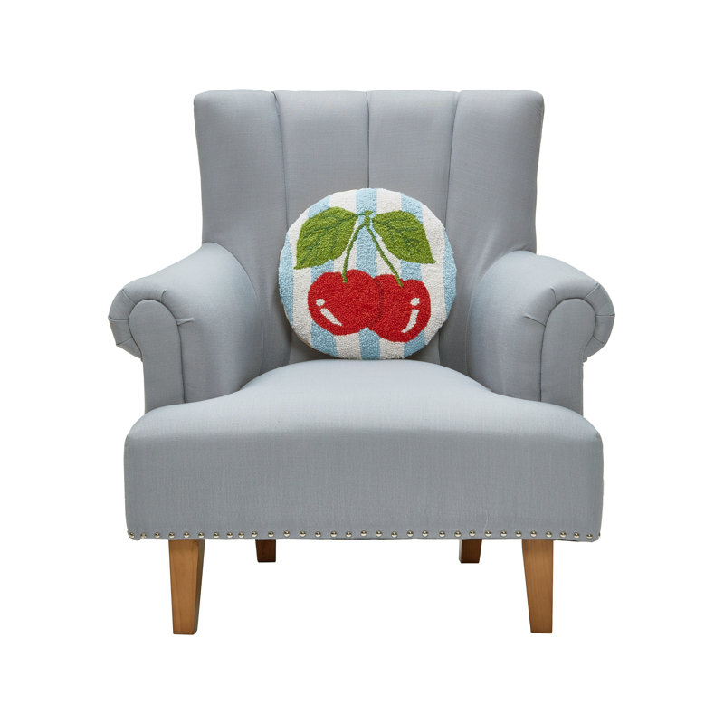 Stripe Cherries Wool Hook Pillow