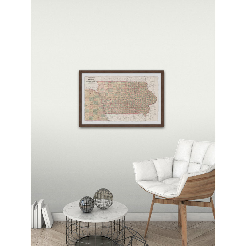 Colorful Iowa - Reproduction d'art graphique sur papier encadré, H 20 po x l 30 po x 1,5 po