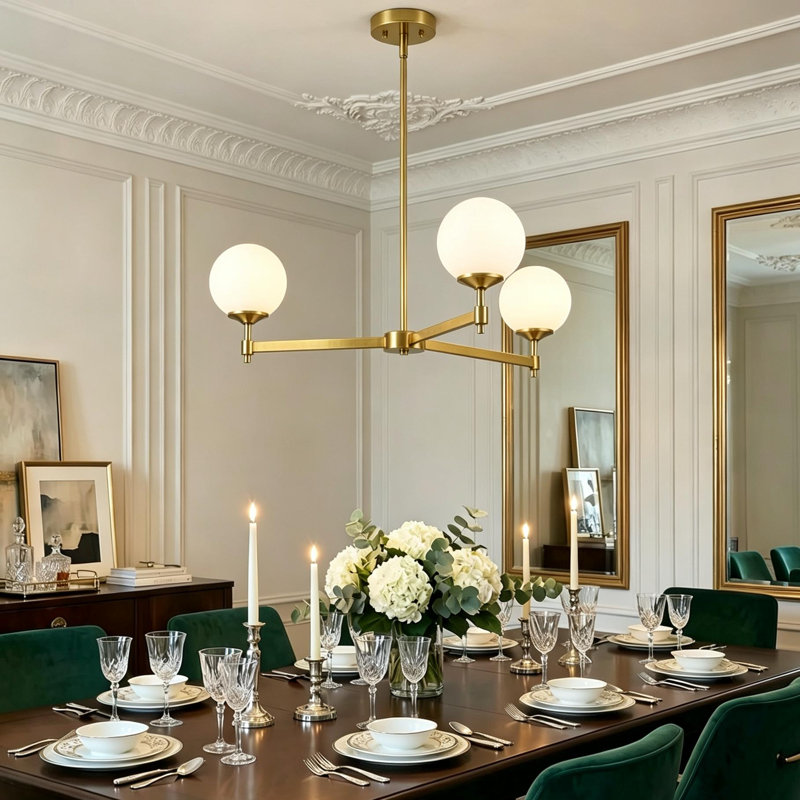 Glass Semi Flush Mount, Doré