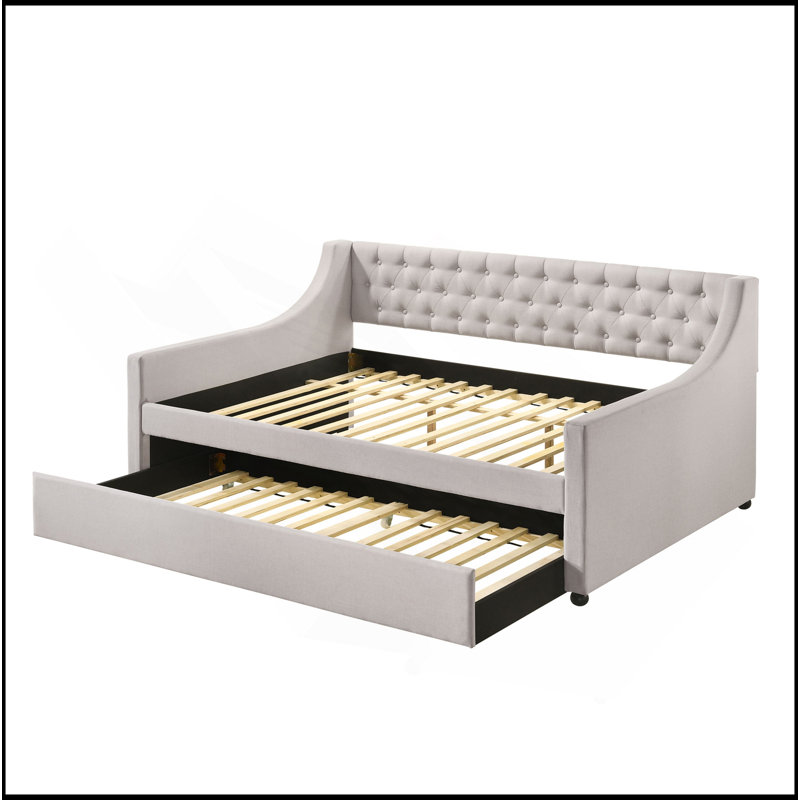 Miaja Daybed, Daybed, Upholstered Bed with Trundle, Twin, Fog