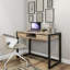 Bureau d'étude moderne avec 2 tiroirs, pin atlantique et noir, 41,3 po x 30,3 po x 21,7 po | 100% panneau de particules enduit de mélamine et structure en métal, conception industrielle élégante pour les bureaux à domicile et les espaces d'étude