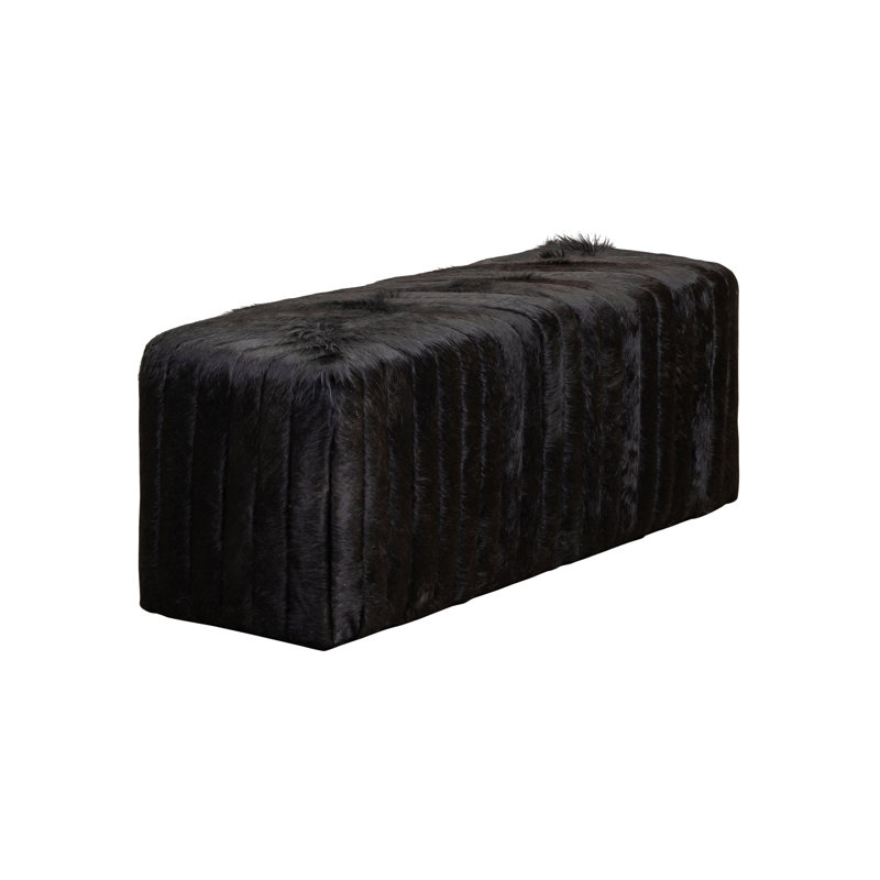 Bryant Upholstered Hair On Hide Bench, Solid Black