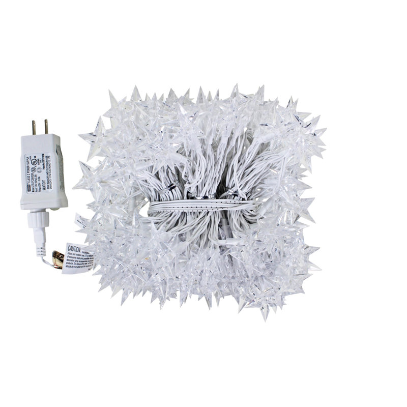ProductWorks Indoor/Outdoor 300 LED-Star String Light Curtain with 8-Function Controller, 6.5ft x 10ft, White