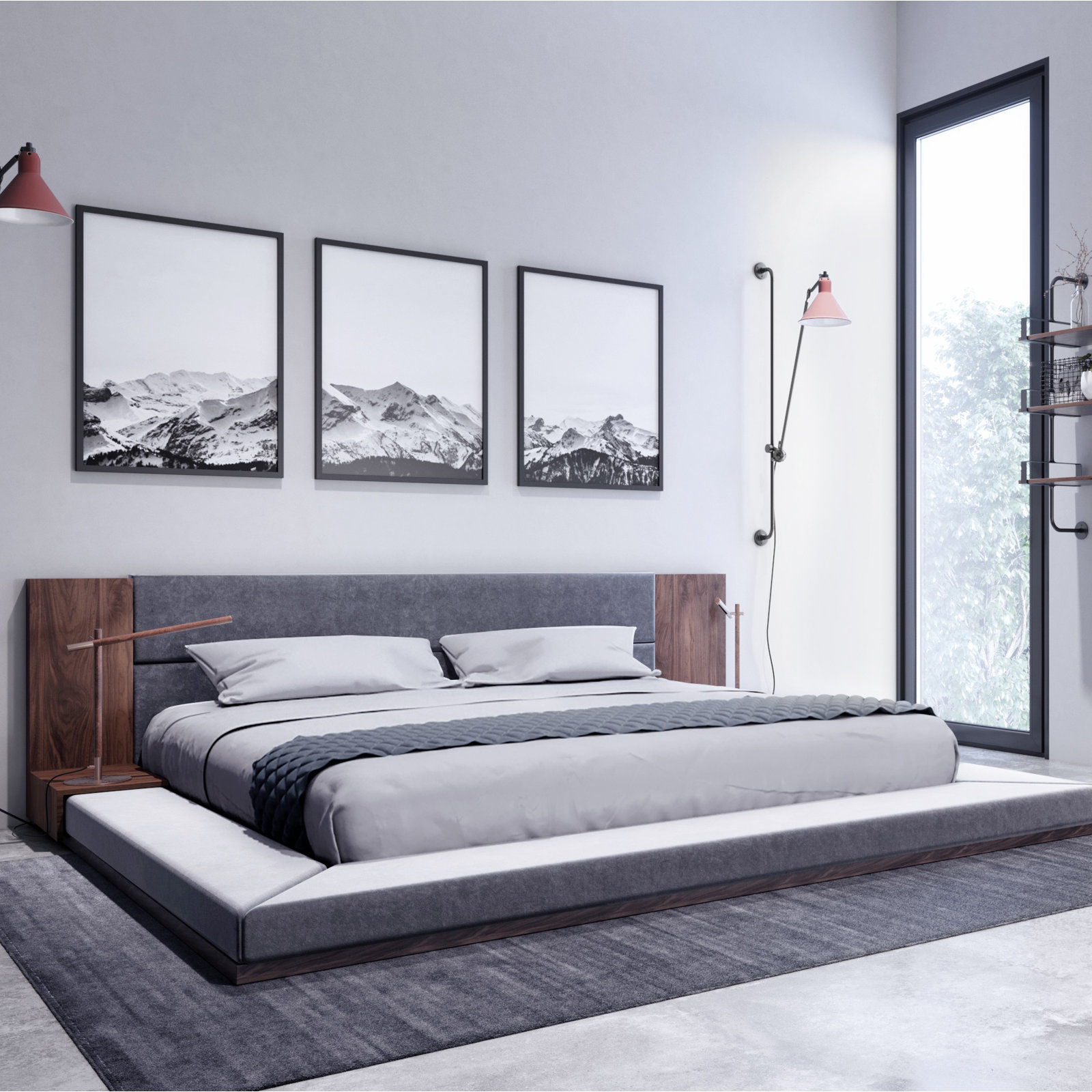 Amalie Upholstered Storage Bed, Queen, Walnut