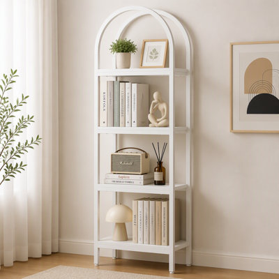 4-Tier Bookshelf, Arched Bookcase Display Rack with Storage Shelves