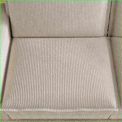 Canapé modulaire en forme de L avec 4 coussins et repose-pieds amovible pour salon | Beige | Velours côtelé