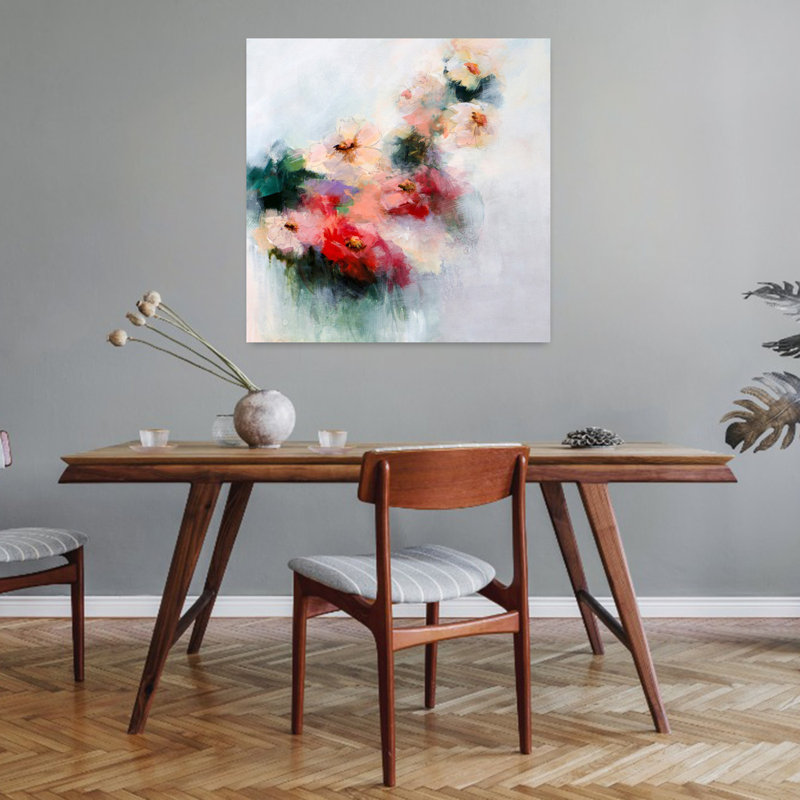 Fleurs abstraites de May, art contemporain, H 32 po x l 32 po