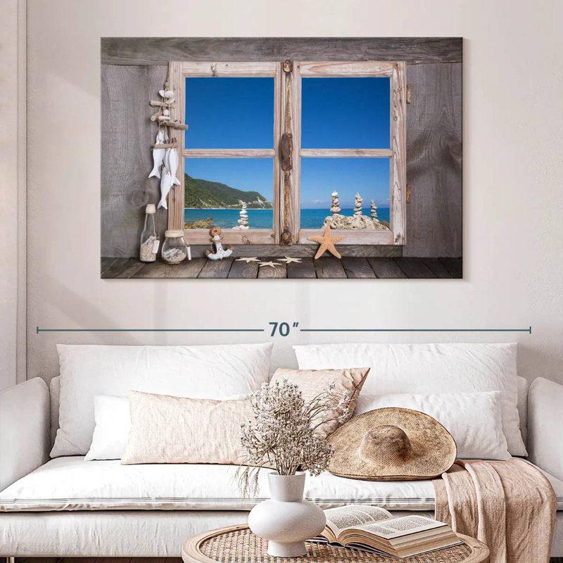 Lilie Rustic Beach Window, 34" H x 51" W