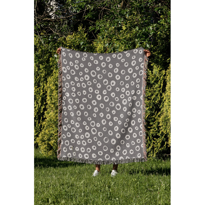 Jeté en coton Tanta, Gris, 60 x 60