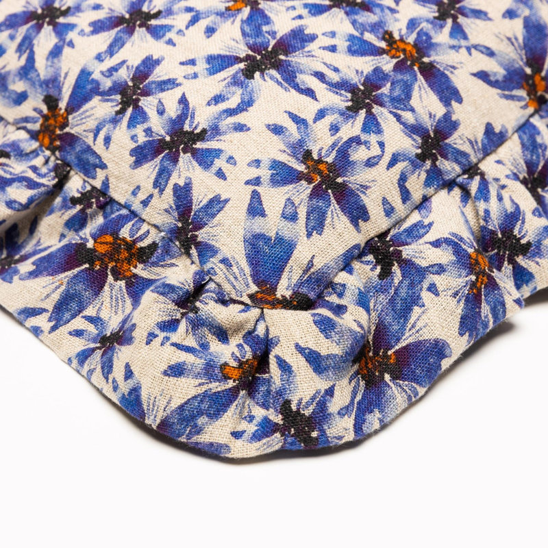 Organic Linen Ruffled Pillow Cover, Blue Harem