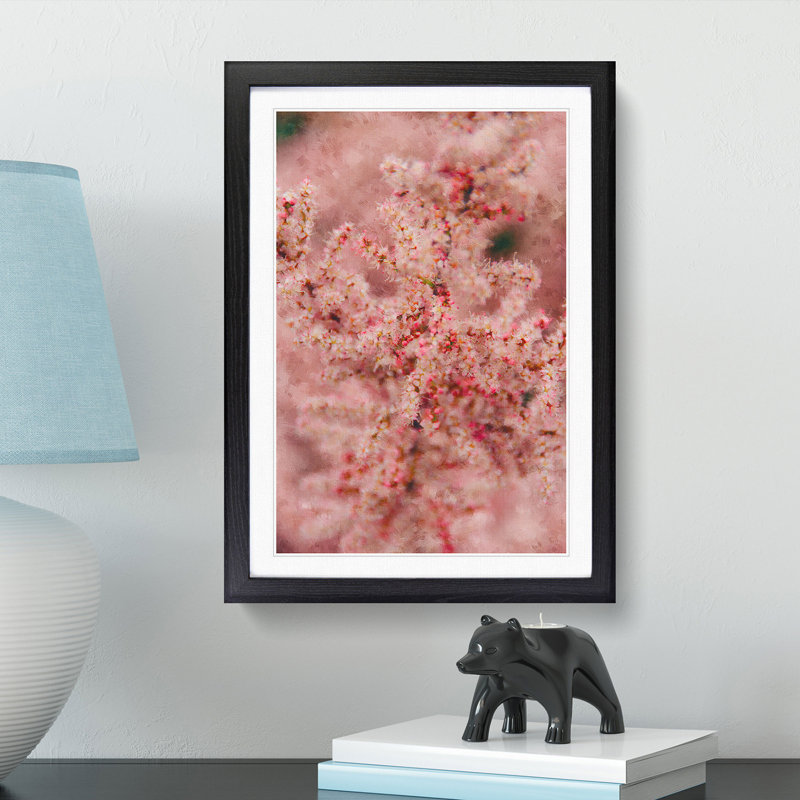 Cherry Blossom - Picture Frame Painting Print on MDF, 63cm H x 45cm W x 2cm D, Black Framed