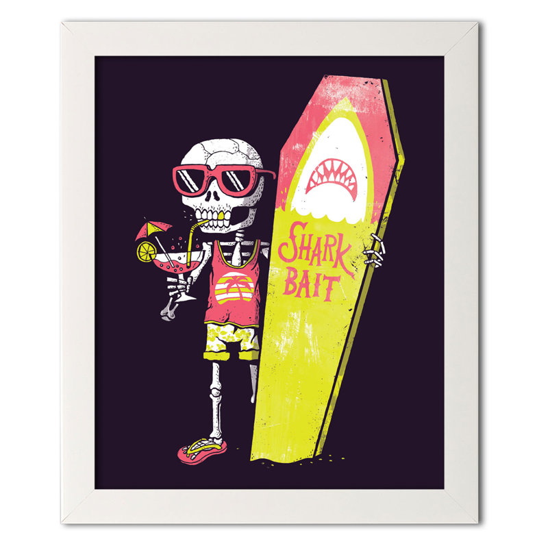 " Shark Bait " by Michael Buxton, White Framed Paper, 14" H x 11" W x 0.75" D