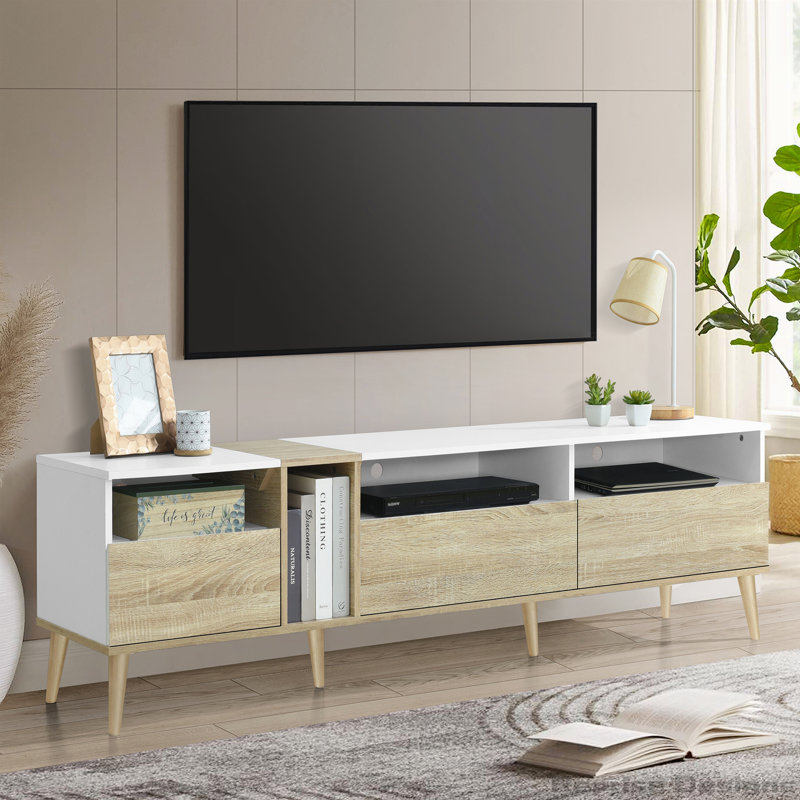 Media Console Table with 3 Drawers and Open Shelves for TVs up to 80''