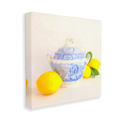 Lemons & Ornate Pottery Canvas Wall Art by GraffiTee Studios