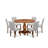 7 Piece Dining Table Set Consist of a Round Dining Room Table with Pedestal and 6 Doeskin Linen Fabric Upholstered Chairs, Antique Walnut-1721541404-1721541405