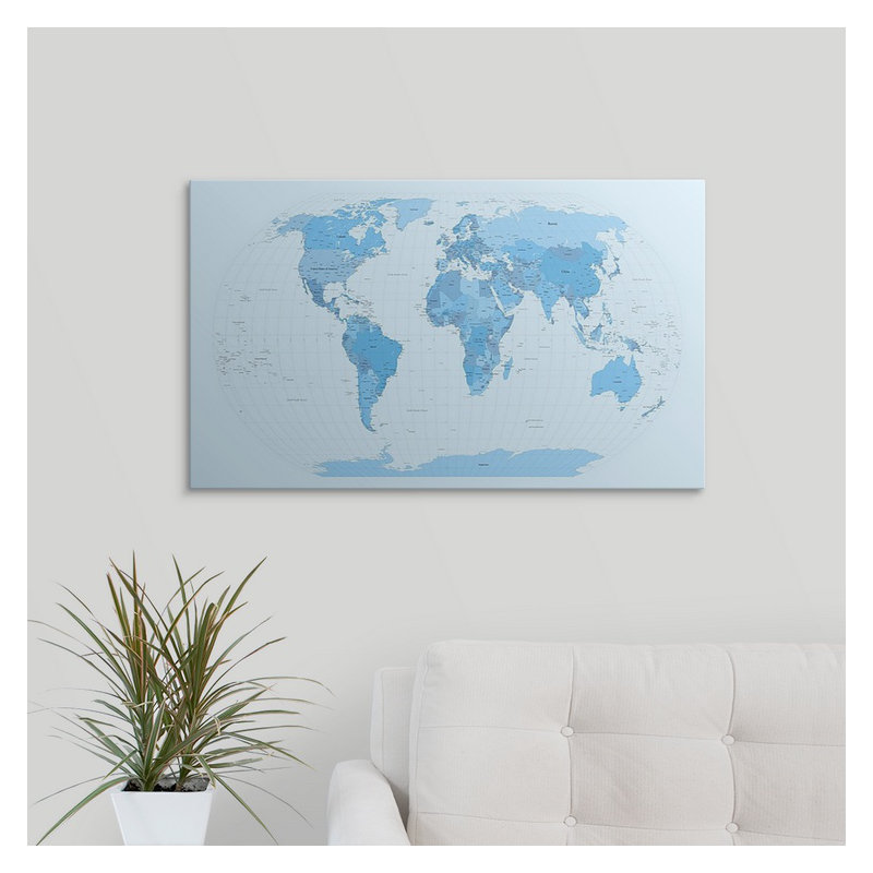«World Map» par Francy, impression, H 30 po x l 48 po x P 1,5 po, Toile