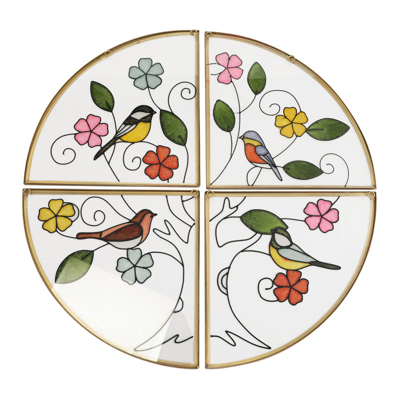 Décoration murale épisante en verre coloré avec cadre en métal