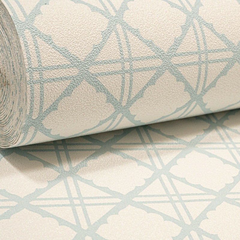 Graham & Brown Diane Light Blue Geometric Diamond Cross Vinyl Wallpaper