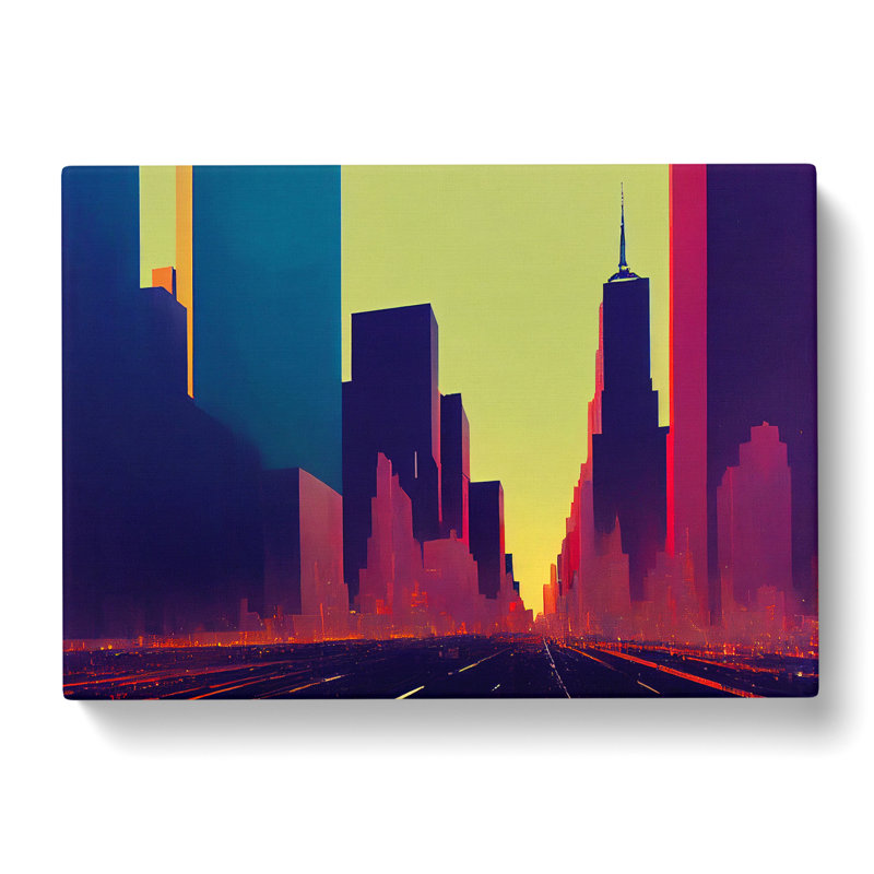 Cyberpunk New York Skyline Vol.3 - Wrapped Canvas, 35cm H x 50cm W x 3cm D