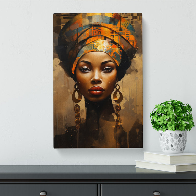 African Woman Dadaism - Wrapped Canvas, 50cm H x 35cm W x 3cm D