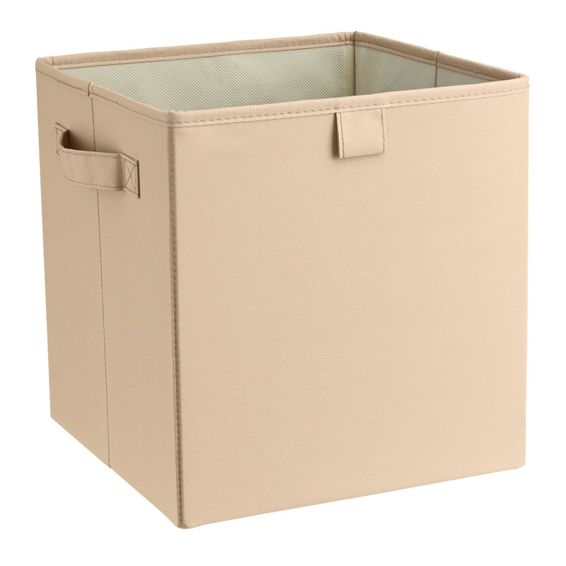 Premium Cubes Fabric Storage Bin, French Vanilla/Tan