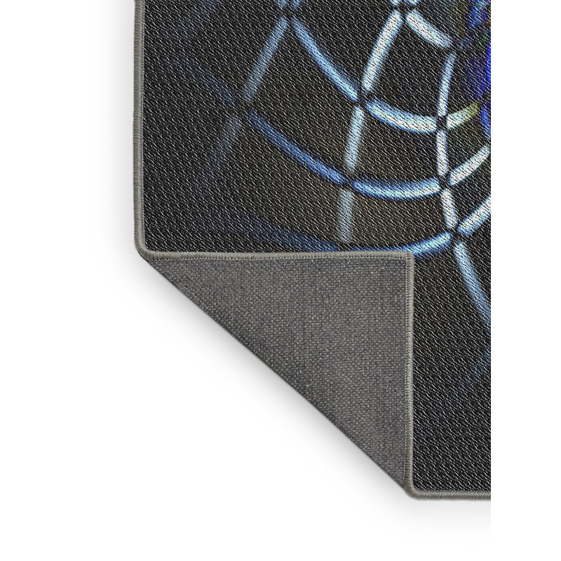 Tapis noir/bleu tissé à la machine, Rectangle 5 pi x 8 pi